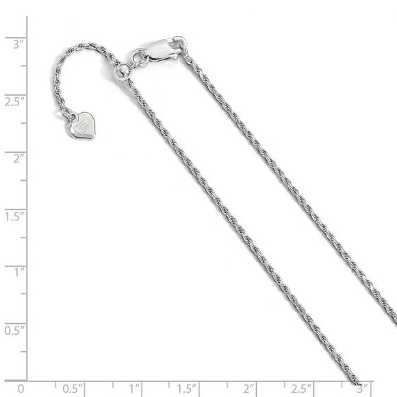 1.4mm Sterling Silver Adjustable Solid D/C Rope Chain Necklace, 30 In - Picture 2 of 5